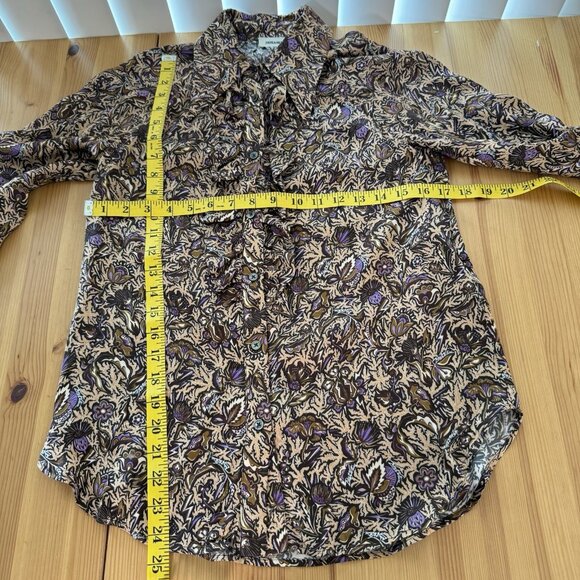 Zadig & Voltaire Tuska Satin Thorn Floral Button Down Shirt Ruffle Retro Boho S - Picture 4 of 8